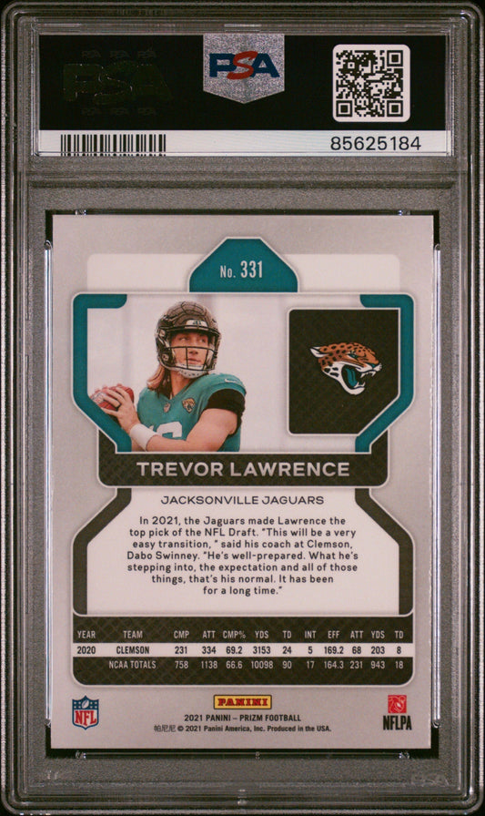 Graded 2021 Panini Prizm Trevor Lawrence #331 Rookie RC Football Card PSA 9 Mint