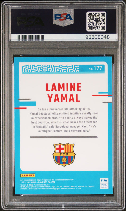 Graded 2023 Panini Donruss Lamine Yamal #177 Optic Rookie RC Soccer Card PSA 10 Gem Mint