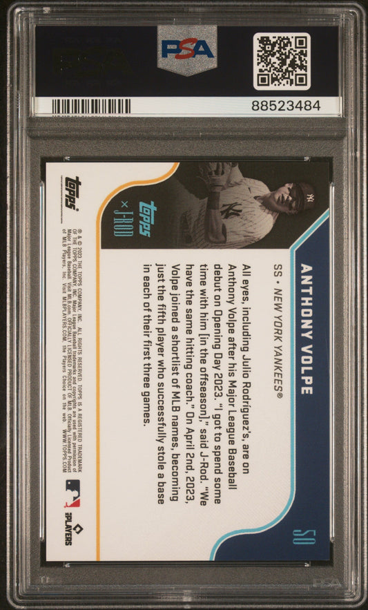 Graded 2023 Topps X J-Rod Anthony Volpe #50 Rookie RC Baseball Card PSA 10 Gem Mint