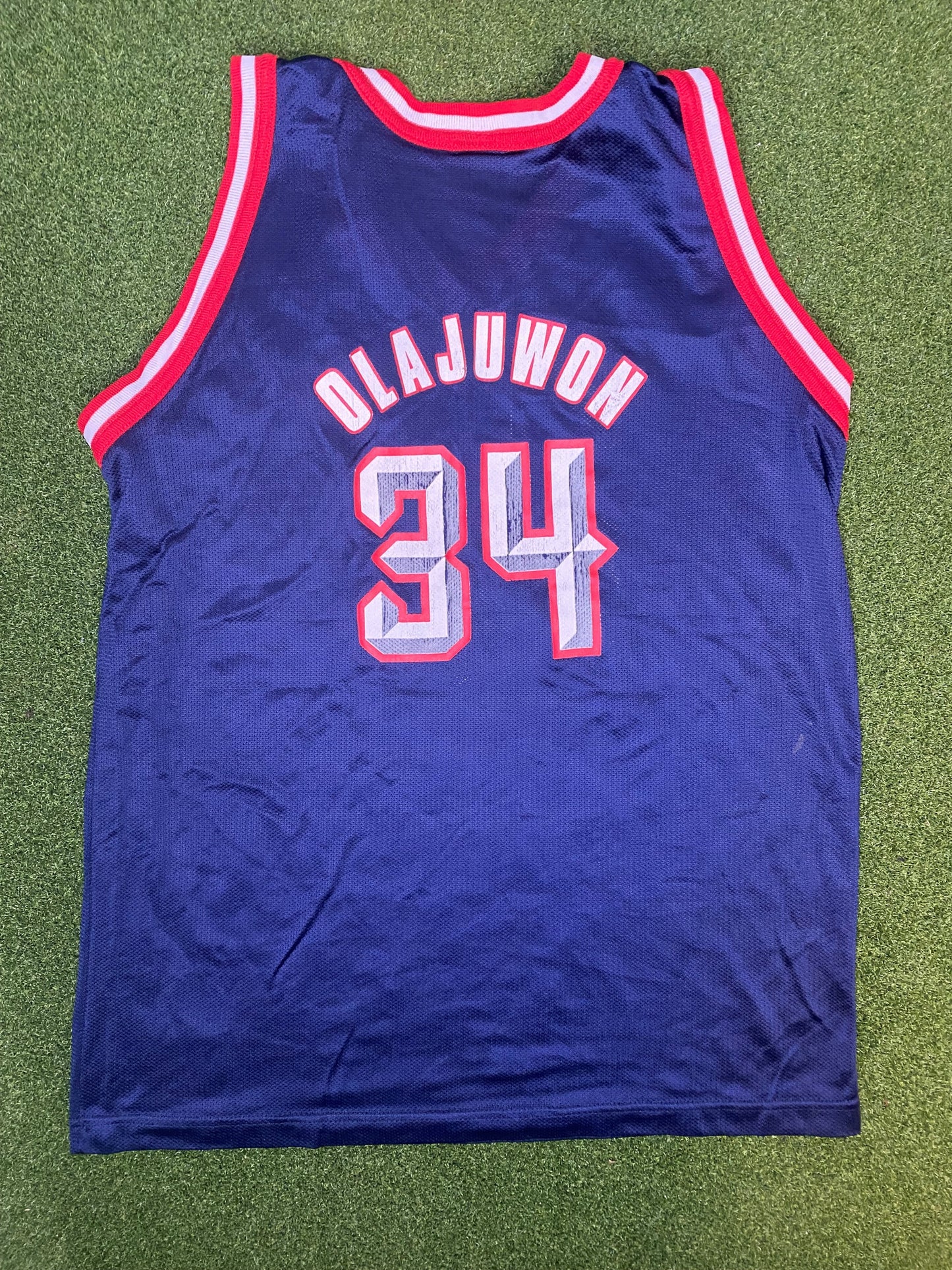 1990-2001 休斯顿火箭队 - 哈基姆·奥拉朱旺 #33 - 复古NBA球衣(青年加大码)
