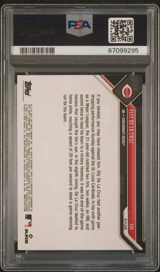Graded 2023 Topps Now Elly De La Cruz #430 Rookie RC Baseball Card PSA 10 Gem Mint