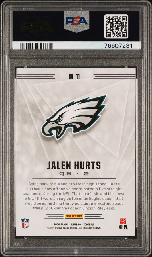 Graded 2020 Panini Illusions Jalen Hurts #11 Retail Rookie RC Football Card PSA 10 Gem Mint