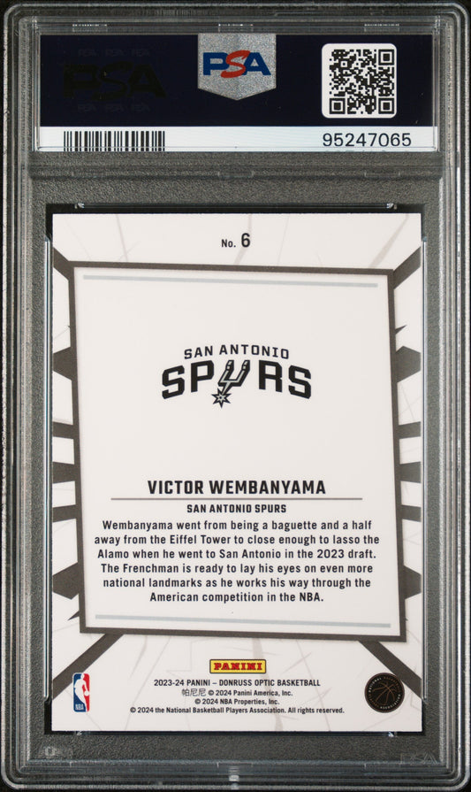 Graded 2023 Panini Donruss Optic Victor Wembanyama #6 My House Rookie RC Basketball Card PSA 10 Gem Mint