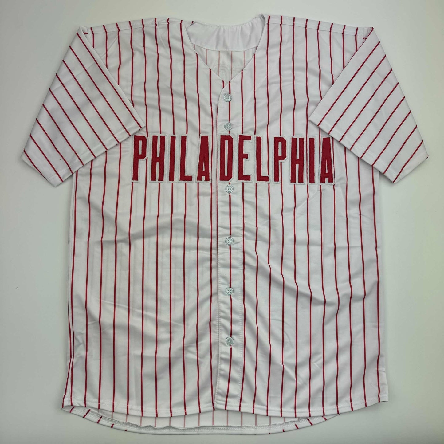Autographed/Signed Shane Victorino Philadelphia Pinstripe Baseball Jersey PSA COA