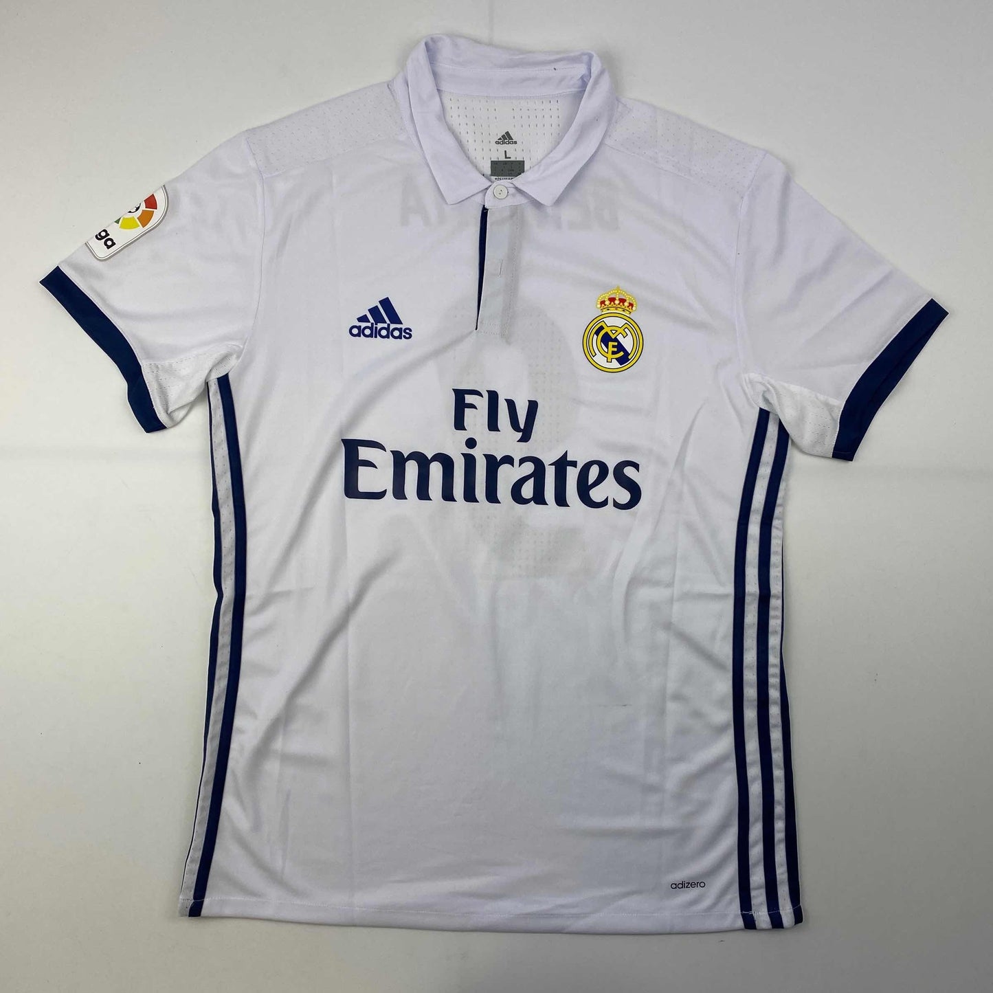 Autographed/Signed Karim Benzema Real Madrid 2016-17 White Soccer Jersey Beckett BAS COA