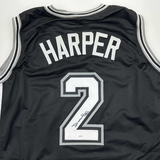 Autographed/Signed Dylan Harper San Antonio Black Basketball Jersey JSA COA