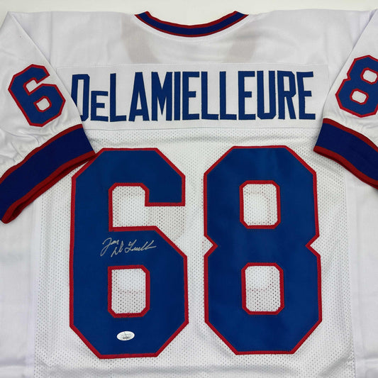 Autographed/Signed Joe DeLamielleure Buffalo White Football Jersey JSA COA