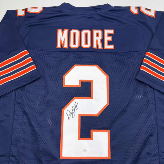 Autographed/Signed D.J. DJ Moore Chicago Retro Blue Football Jersey Beckett JSA COA