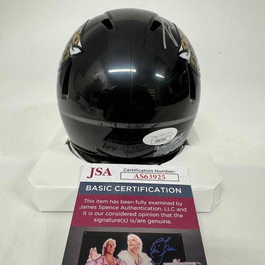 Autographed/Signed Travis Etienne Jacksonville Jaguars Jags Mini Football Helmet Beckett BAS COA