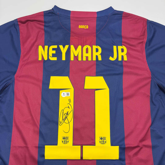 Autographed/Signed Neymar Jr FC Barcelona Blue Soccer Jersey Beckett BAS COA