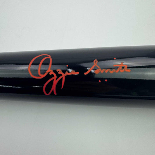 Autographed/Signed Ozzie Smith Black Rawlings Pro Baseball Bat Fanatics Authentic COA