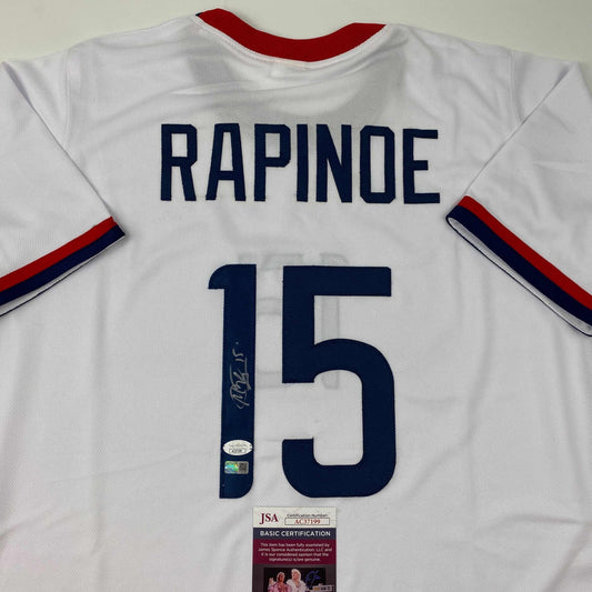 Autographed/Signed Megan Rapinoe White Soccer Team USA United States World Cup Jersey JSA COA