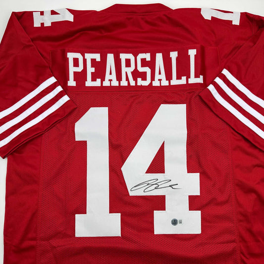 Autographed/Signed Ricky Pearsall San Francisco Red Football Jersey Beckett BAS COA