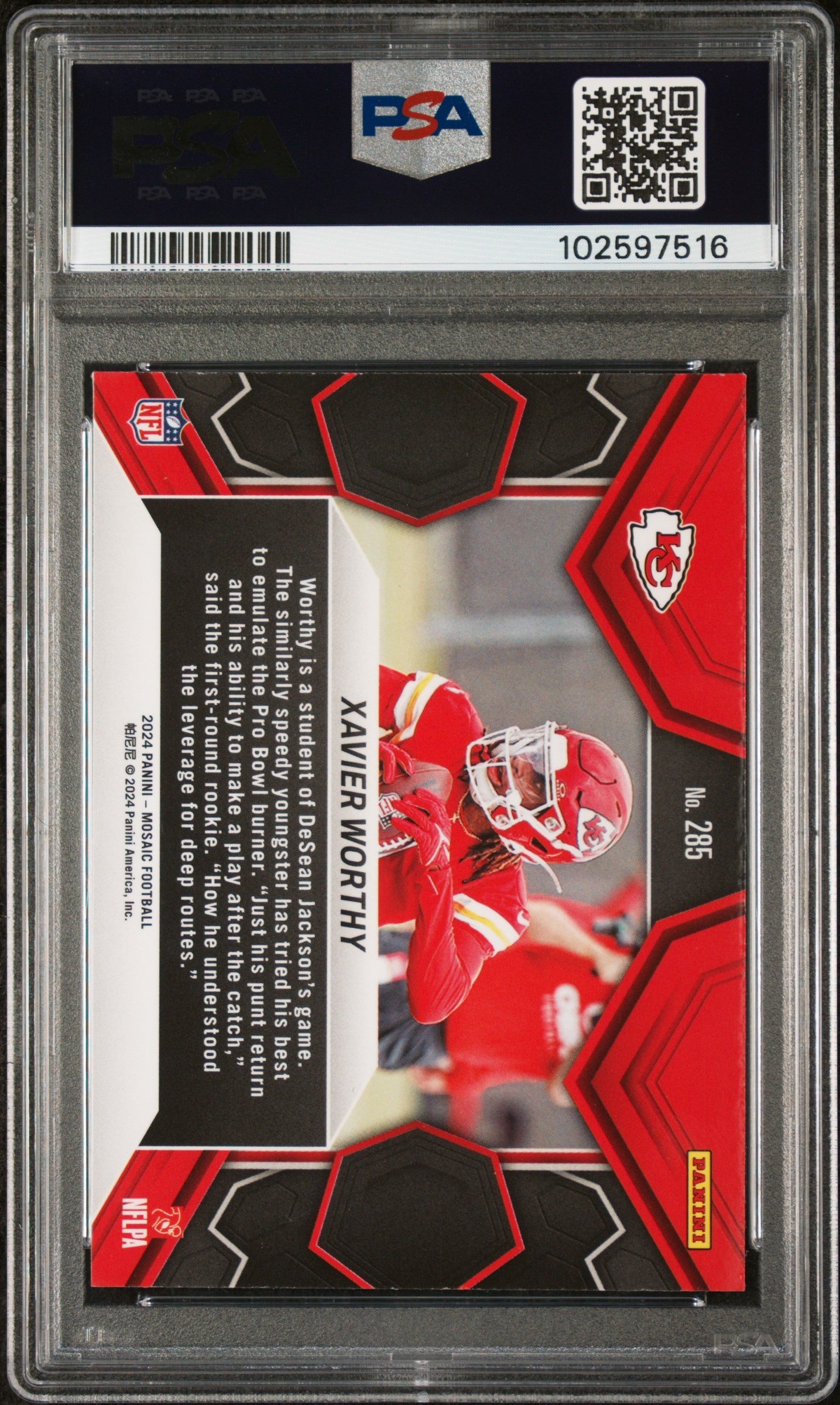 Graded 2024 Panini Mosaic Xavier Worthy #285 Rookie RC Football Card PSA 10 Gem Mint