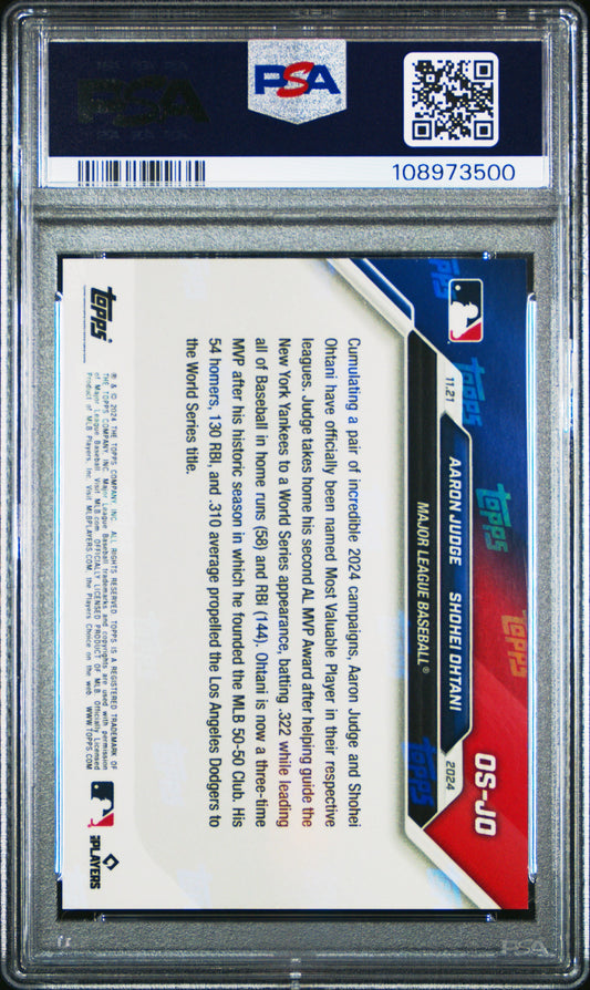 Graded 2024 Topps Now Aaron Judge/Shohei Ohtani #OSJO Baseball Card PSA 10 Gem Mint