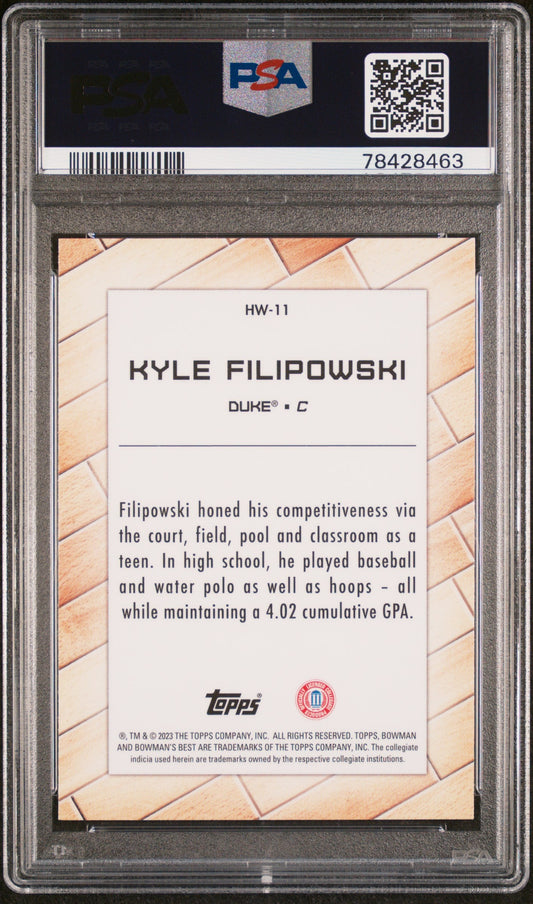 Graded 2022 Topps Bowman Univ Best Kyle Filipowski #HW11 Hardwood Warriors Rookie RC Basketball Card PSA 10 Gem Mint