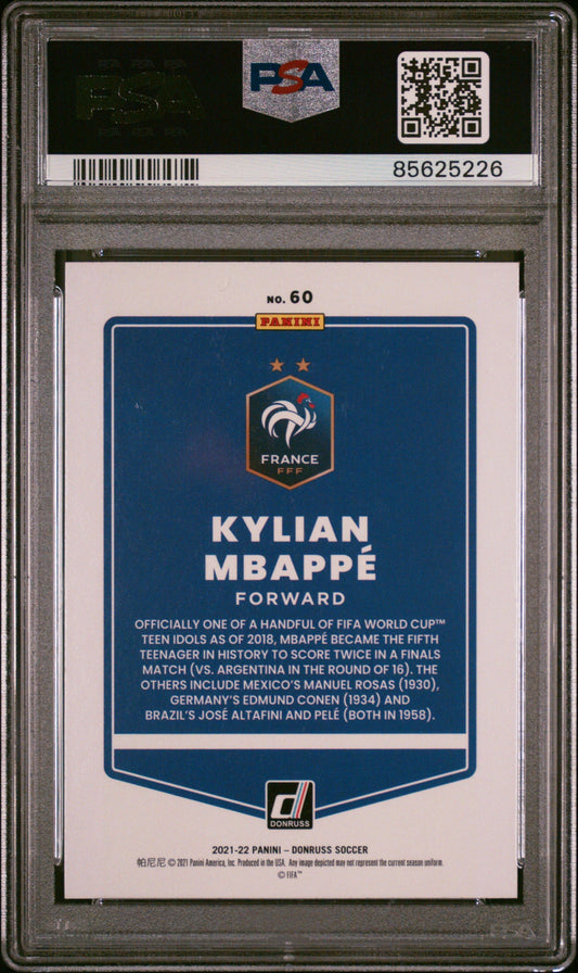Graded 2021-22 Panini Donruss Road to Qatar Kylian Mbappe #60 Soccer Card PSA 9 Mint
