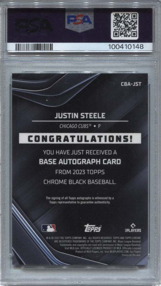 2023 Topps Chrome Black Justin Steele Refractor Rookie Auto /150 PSA 10