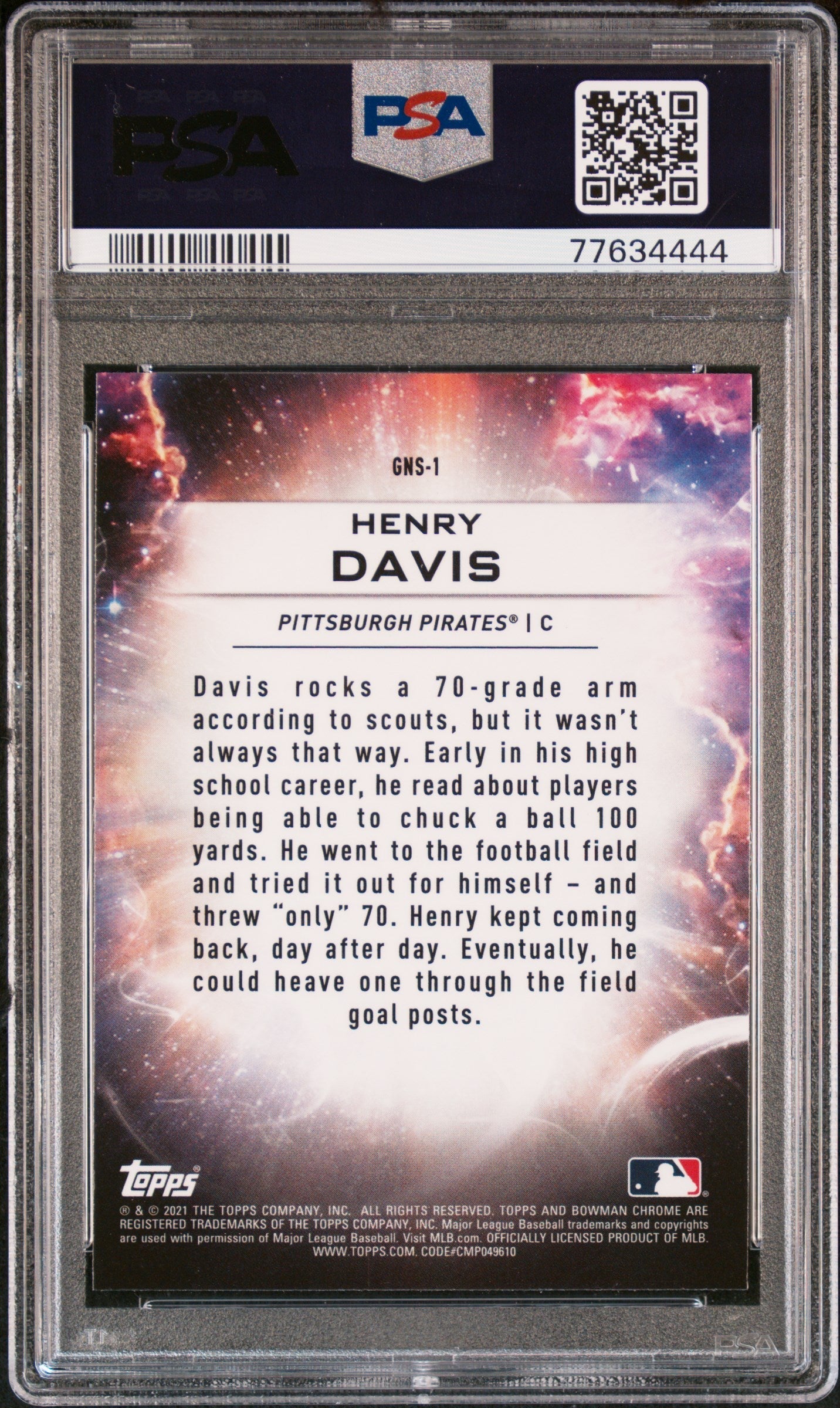 Graded 2021 Topps Bowman Draft Henry Davis #GNS1 Rookie RC Baseball Card PSA 10 Gem Mint
