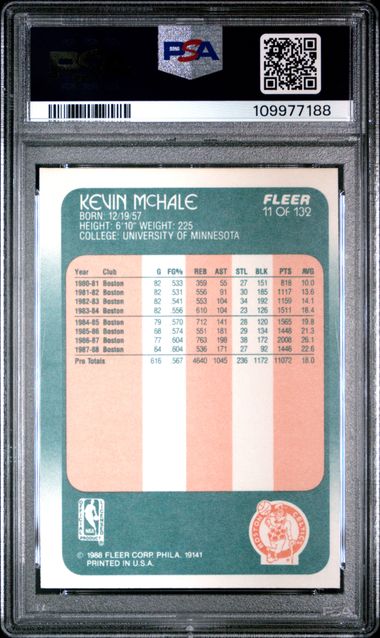 Graded 1988 Fleer Kevin McHale #11 Basketball Card PSA 8 NM-MT