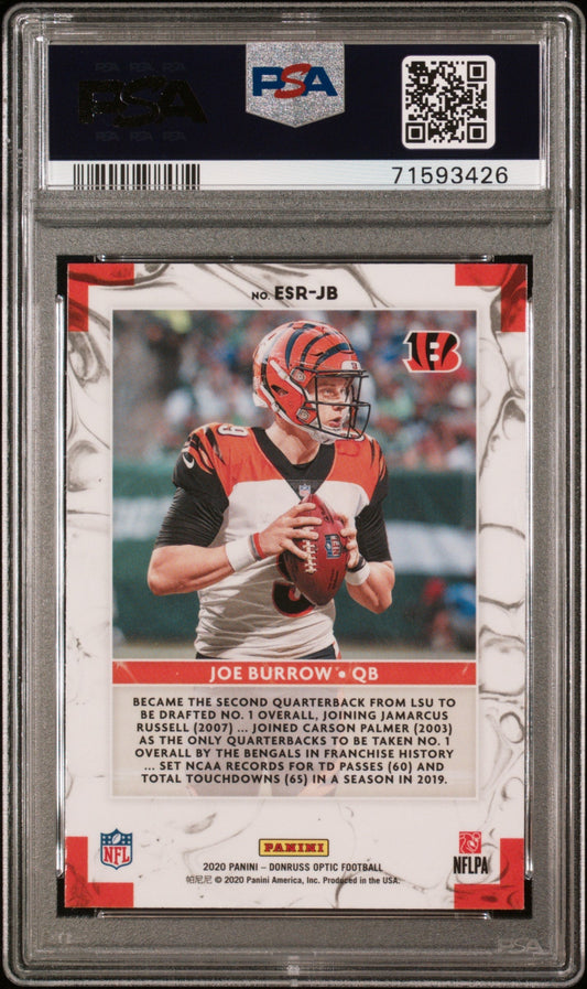 Graded 2020 Panini Donruss Optic Joe Burrow #JB Elite Series Rookies Rookie RC Football Card PSA 10 Gem Mint