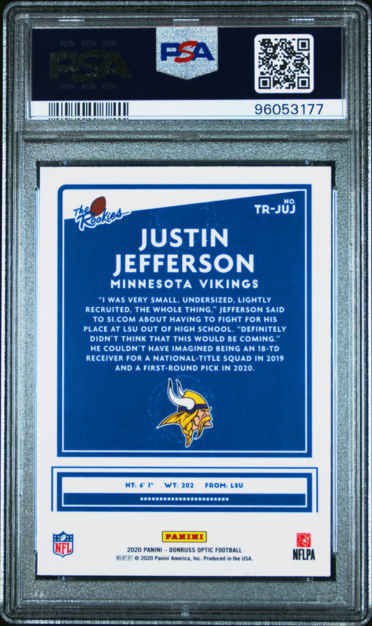 Graded 2020 Panini Donruss Optic Justin Jefferson #JUJ The Rookies Rookie RC Football Card PSA 10 Gem Mint