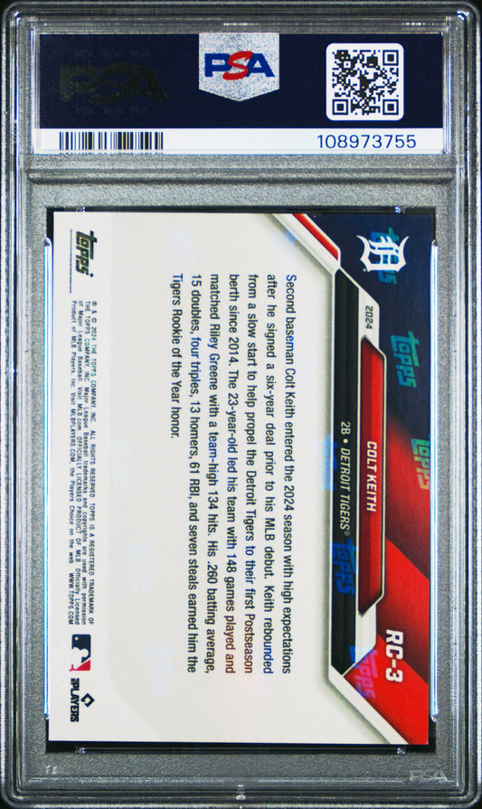 Graded 2024 Topps Now Colt Keith #RC3 Rookie Cup Team Set Rookie RC Baseball Card PSA 10 Gem Mint