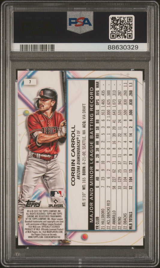 Graded 2023 Topps Cosmic Chrome Corbin Carroll #7 Rookie RC Baseball Card PSA 10 Gem Mint