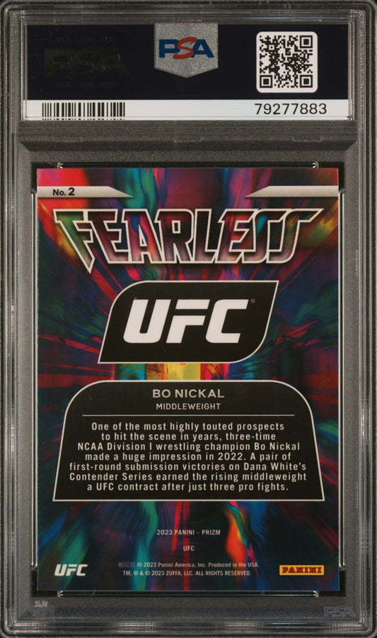 Graded 2023 Panini Prizm Bo Nickal #2 Fearless Rookie RC UFC MMA Card PSA 10 Gem Mint