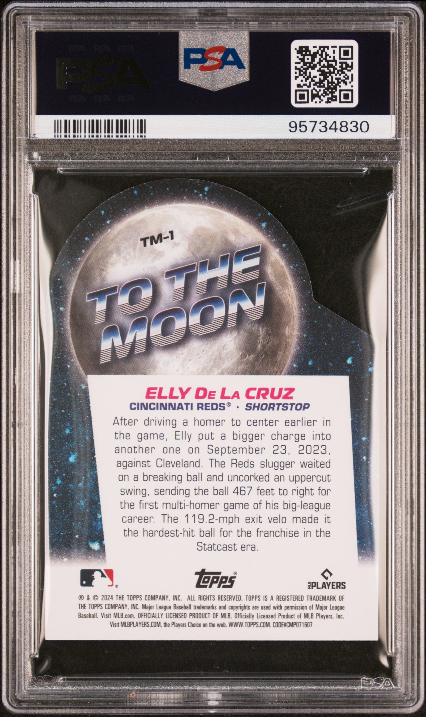 Graded 2024 Topps Big League Elly De La Cruz #TM1 To The Moon Die Cut Rookie RC Baseball Card PSA 10 Gem Mint
