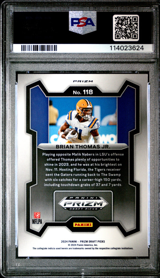 Graded 2024 Panini Prizm Draft Picks Brian Thomas Jr #118 Red Ice Rookie RC Football Card PSA 10 Gem Mint
