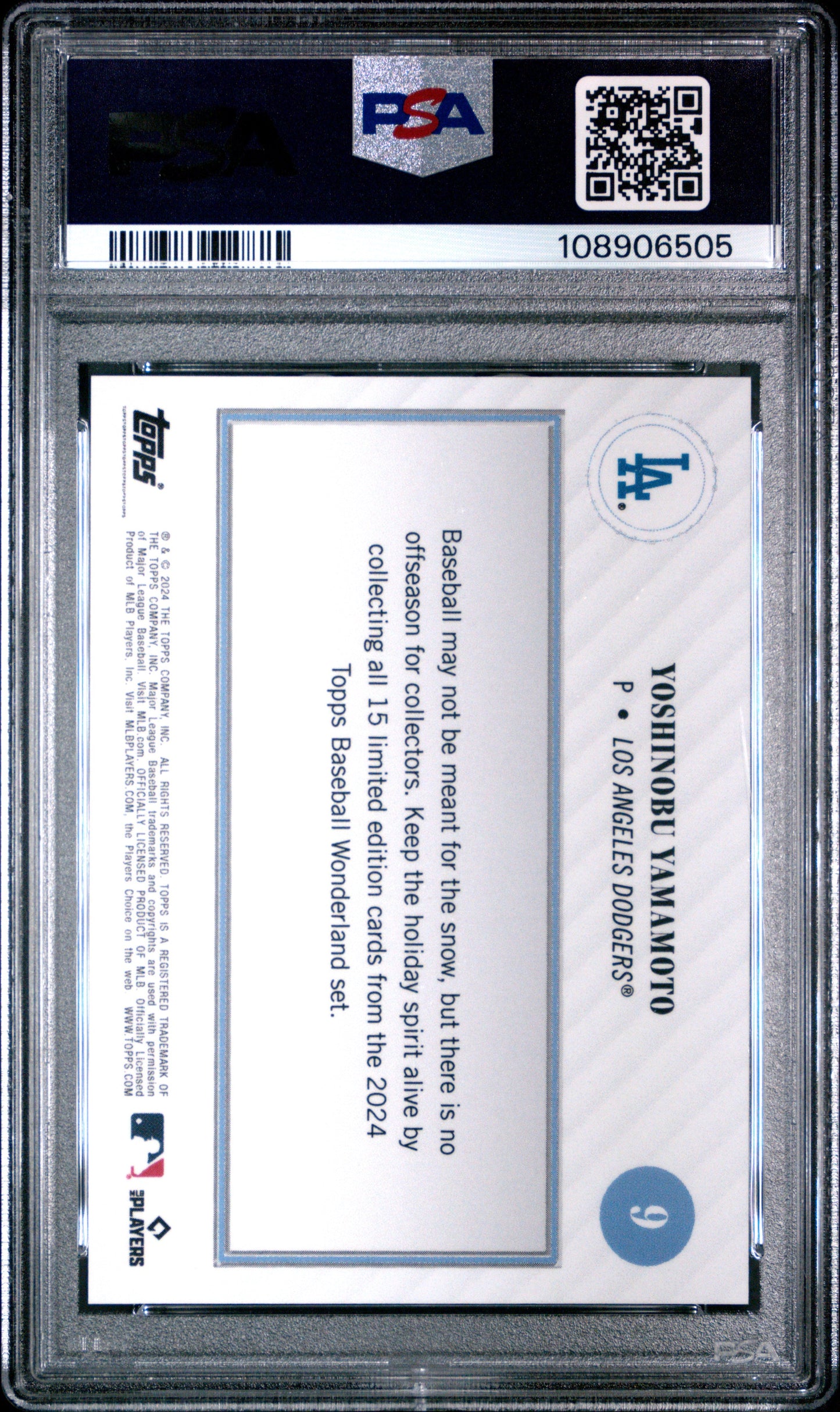 Graded 2024 Topps Wonderland Yoshinobu Yamamoto #9 Gift Box Rookie RC Baseball Card PSA 9 Mint