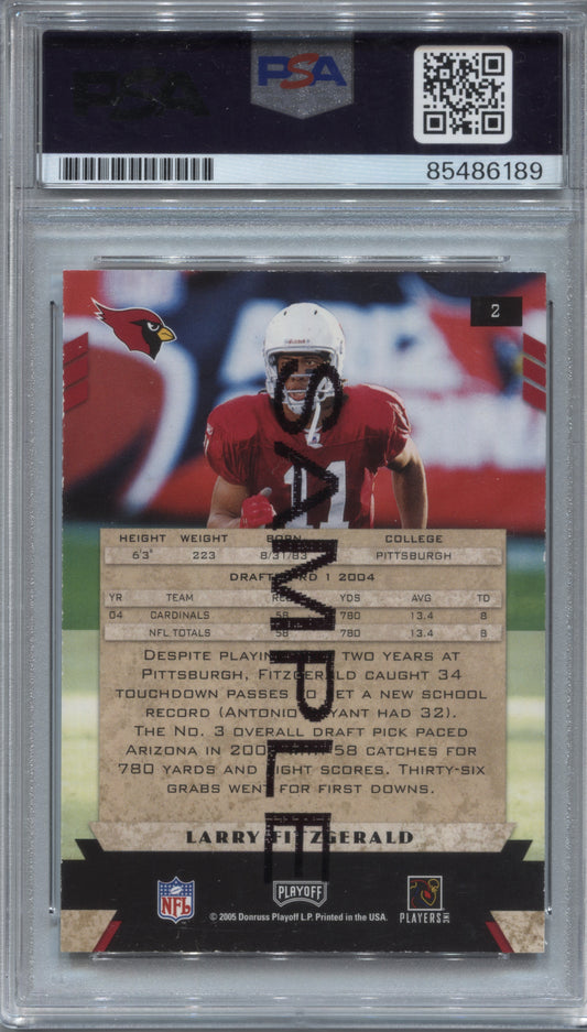 2005 Playoff Honors Larry Fitzgerald #2 Sample Signed PSA/DNA Auto 10 Cardinals
