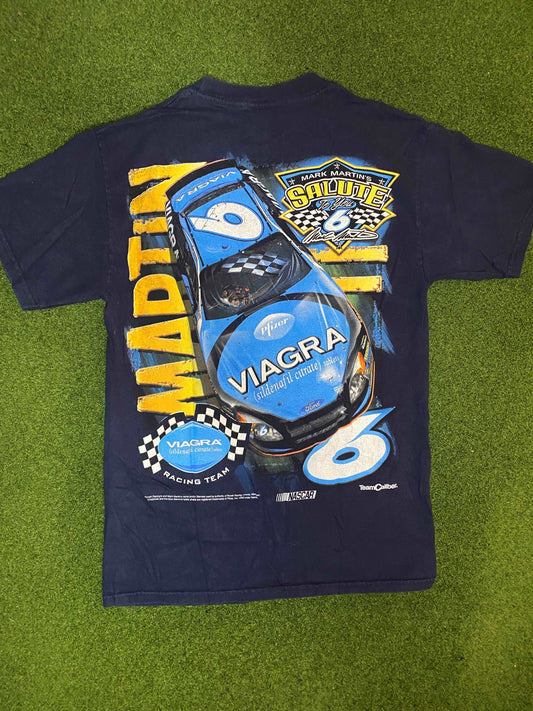 2005 Mark Martin - Viagra Car - Double Sided - Vintage NASCAR Tee Shirt (Medium) - Gametime Vintage