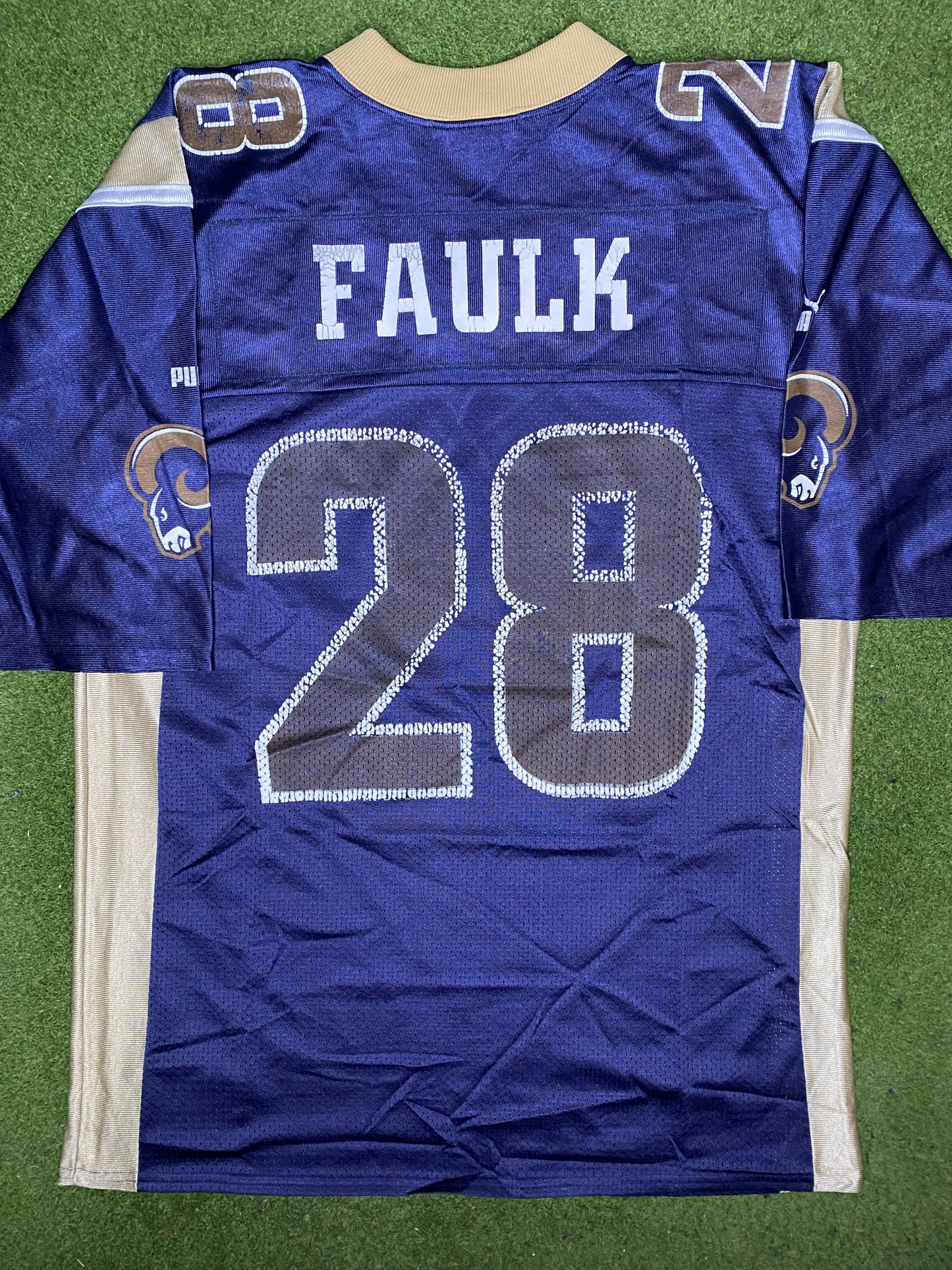1999-2001 圣路易斯公羊队 - 马歇尔·福克 #28 - 复古 NFL 球衣 (中号)