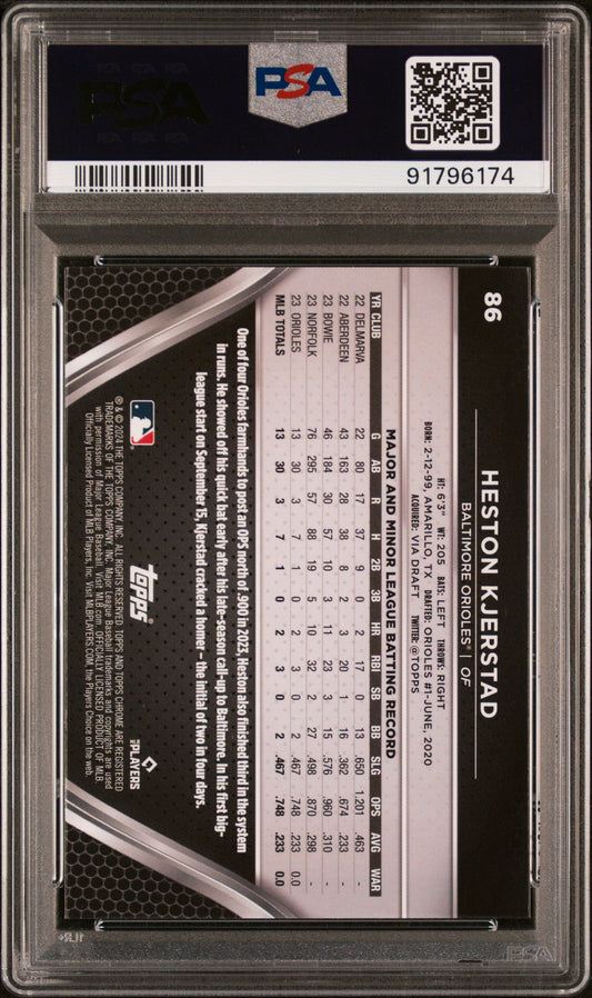 Graded 2024 Topps Chrome Black Heston Kjerstad #86 Rookie RC Baseball Card PSA 10 Gem Mint