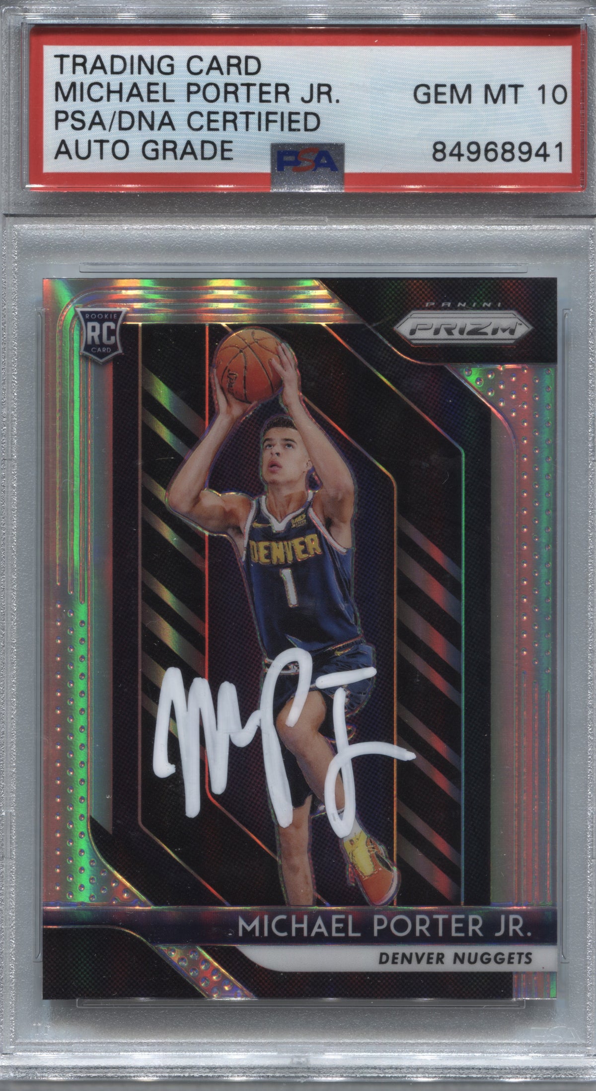2018-19 Panini Prizm Silver Michael Porter Jr. #32 RC Signed PSA/DNA Auto 10