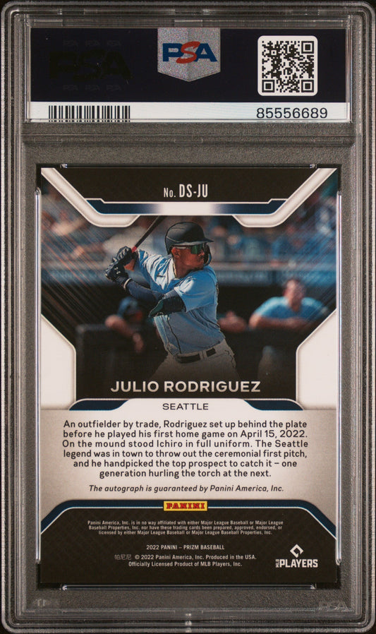 Graded 2022 Panini Prizm Julio Rodriguez #DSJU Debut Signature AUTO Rookie RC Baseball Card PSA 10 Gem Mint
