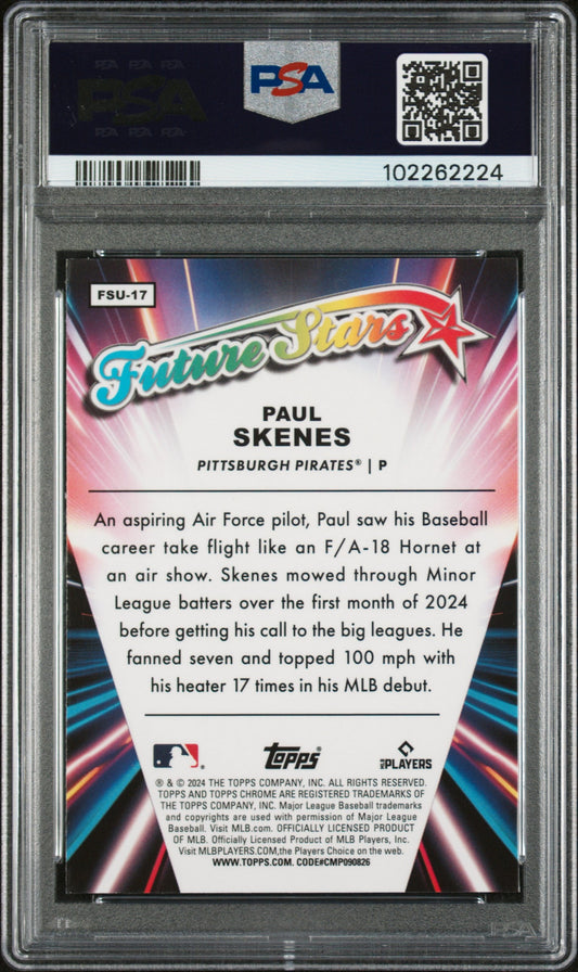 Graded 2024 Topps Chrome Update Paul Skenes #FSU17 Future Stars Rookie RC Baseball Card PSA 10 Gem Mint