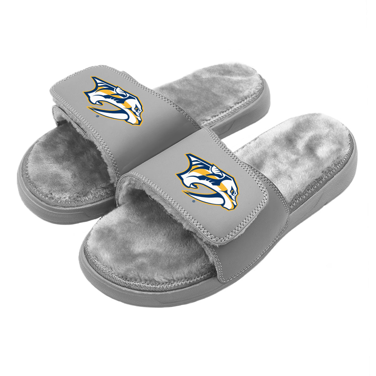 Nashville Predators Primary Grey Fur Slides