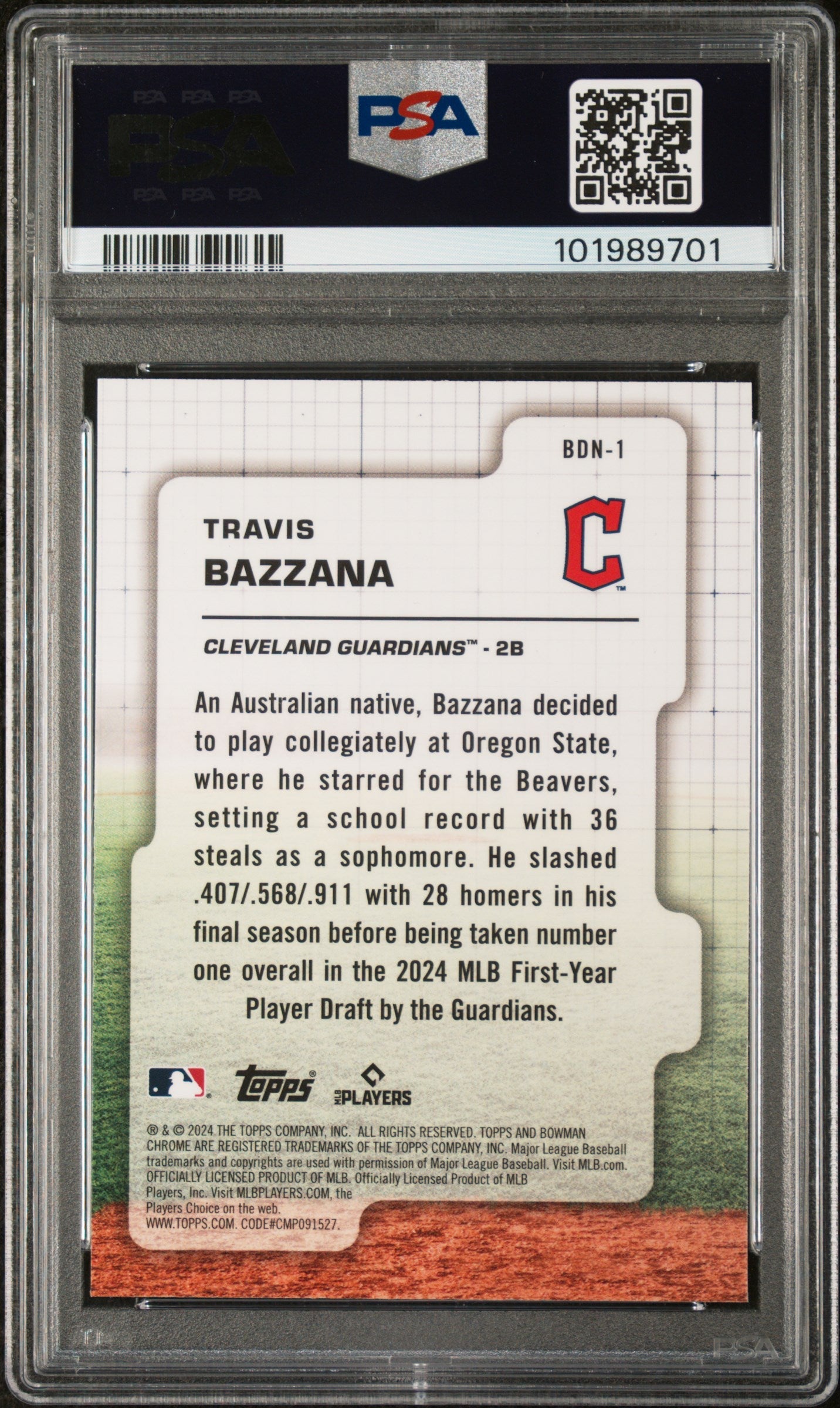 Graded 2024 Topps Bowman Draft Travis Bazzana #BDN1 Draft Night Rookie RC Baseball Card PSA 10 Gem Mint