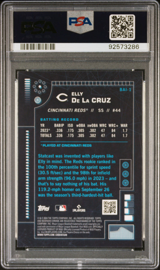 Graded 2024 Topps Bowman Elly De La Cruz #BAI1 AI Rookie RC Baseball Card PSA 10 Gem Mint