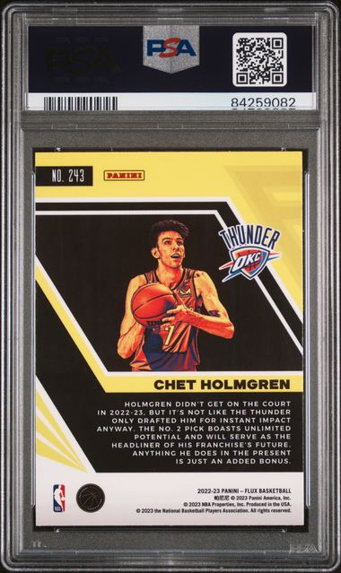 Graded 2022 Panini Flux Chet Holmgren #243 Rookie RC Basketball Card PSA 10 Gem Mint