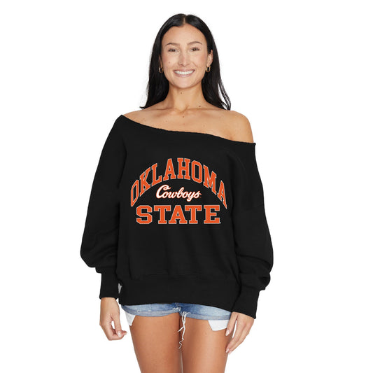 Oklahoma State Black Off the Shoulder Sweatshirt