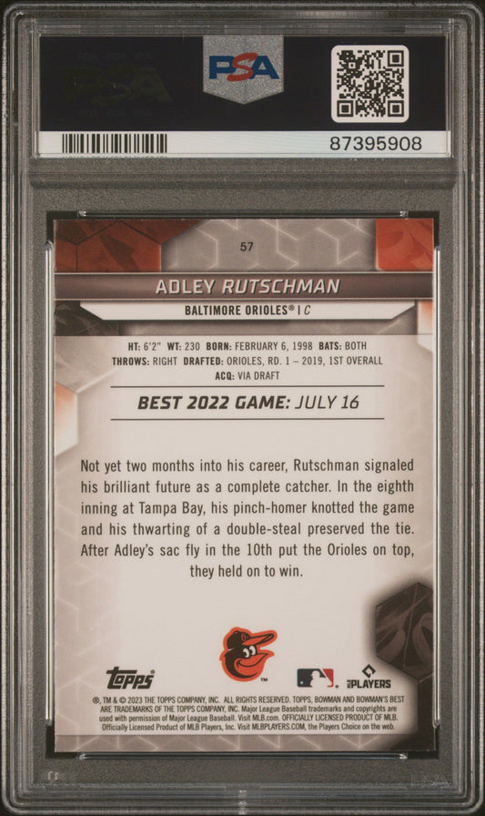 Graded 2023 Topps Bowmans Best Adley Rutschman #57 Rookie RC Baseball Card PSA 10 Gem Mint