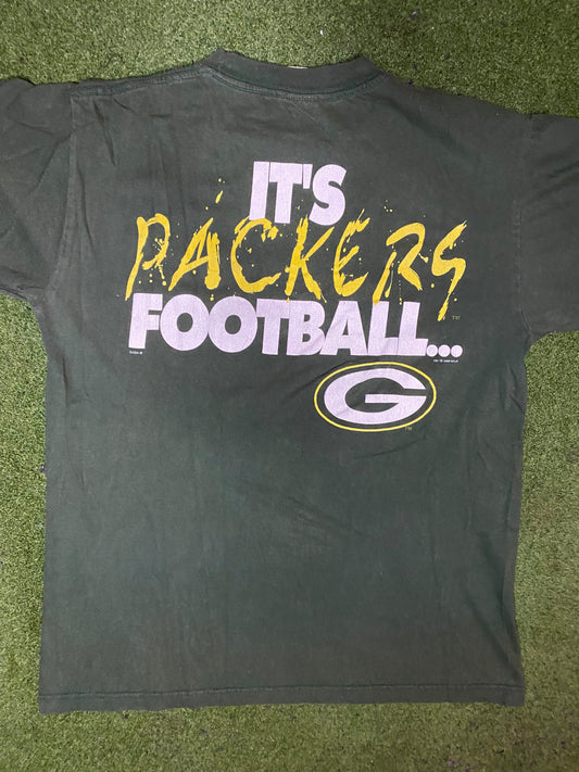 1996 Green Bay Packers - Its Not Just Football - Vintage NFL T-Shirt (Large) - Gametime Vintage