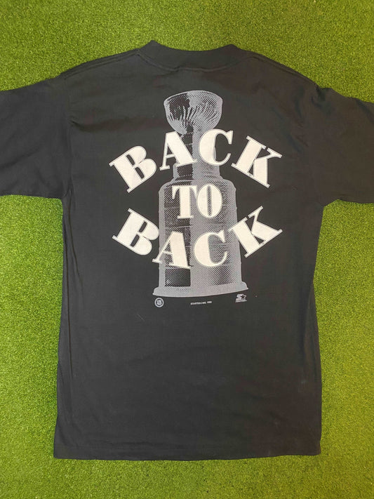 1992 Pittsburgh Penguins - Back to Back Stanley Cup Champs - Double Sided - Vintage NHL T-Shirt (Large) - Gametime Vintage