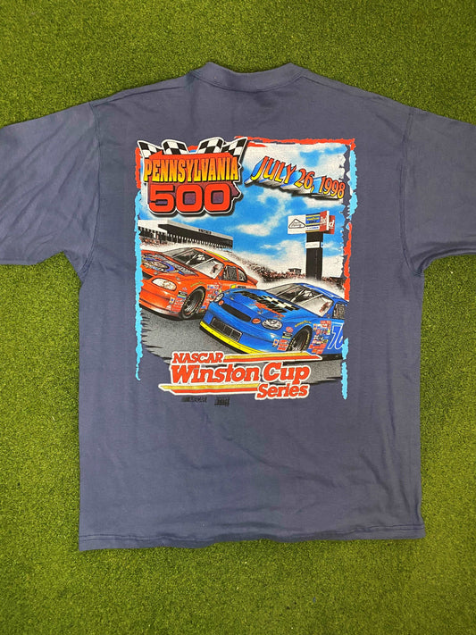 1998 Pennsylvania 500 - Winston Cup Series - Vintage NASCAR Tee Shirt (Large) - Gametime Vintage
