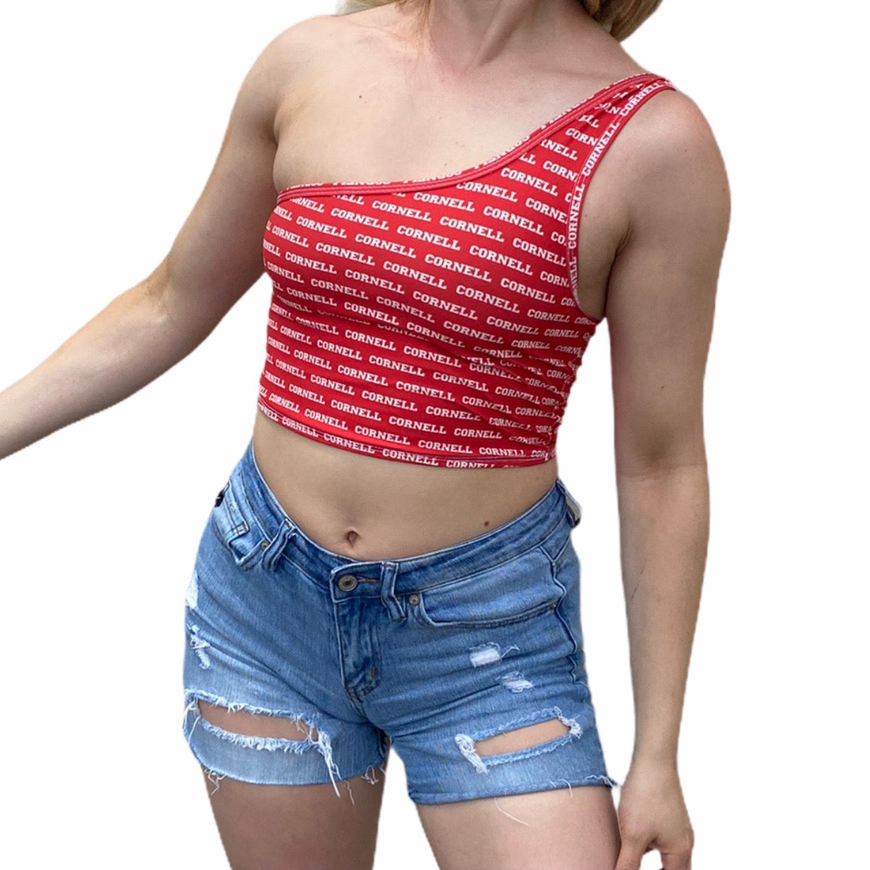 Cornell Red One Shoulder Top
