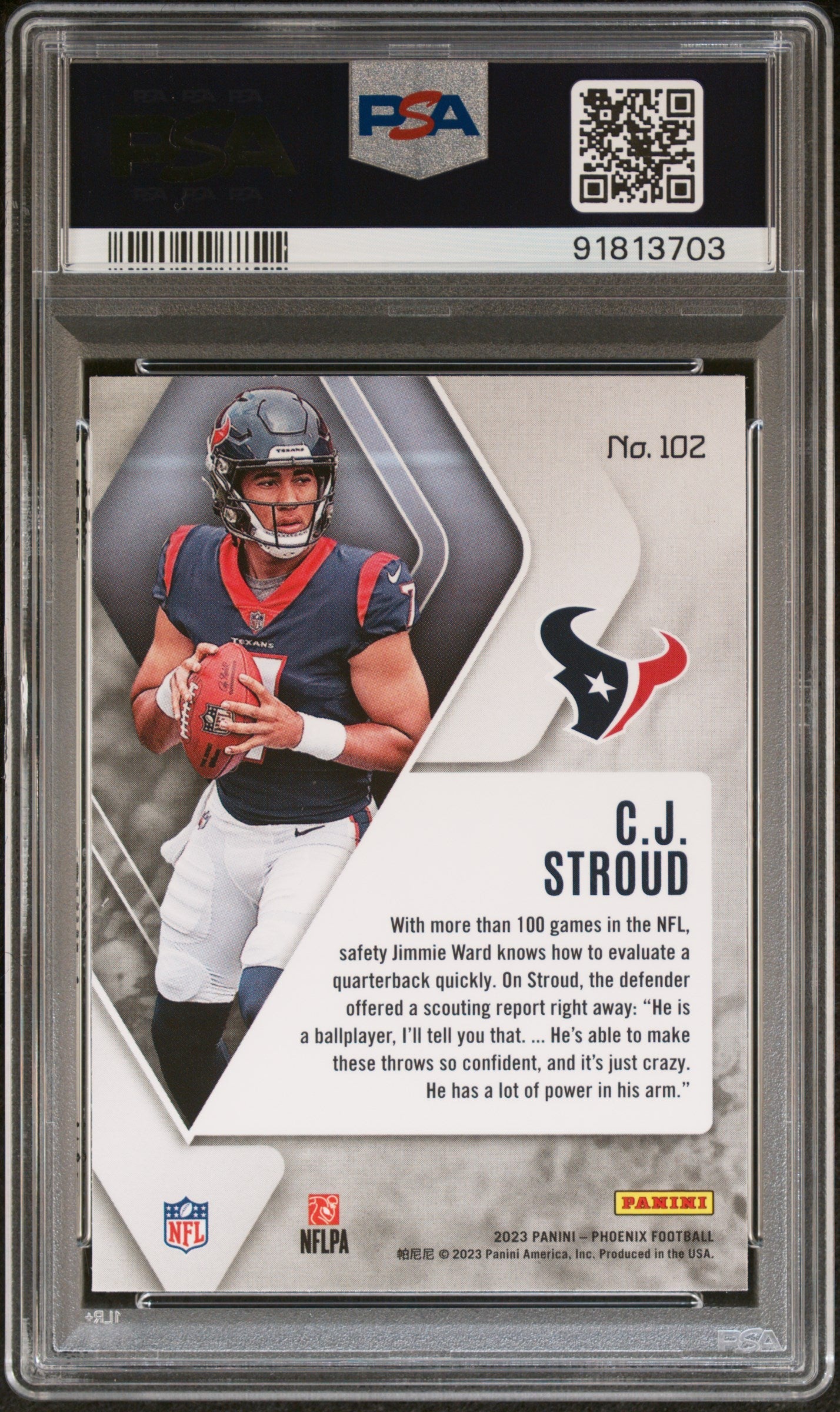 Graded 2023 Panini Phoenix CJ Stroud #102 Rookie RC Football Card PSA 10 Gem Mint
